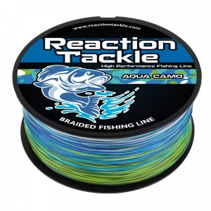 Reaction Tackle Braided Fishing Line - Pro Grade Power Performance for Saltwater or Freshwater Fish - Colored Fishing Line Braid for Extra Visibility - Camo Aqua 20 Lb (150 Yards)