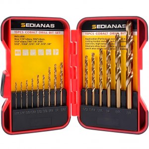 Cobalt Drill Bit Set - 15Pcs M35 HSS Twist Drill Bits, Straight Shank