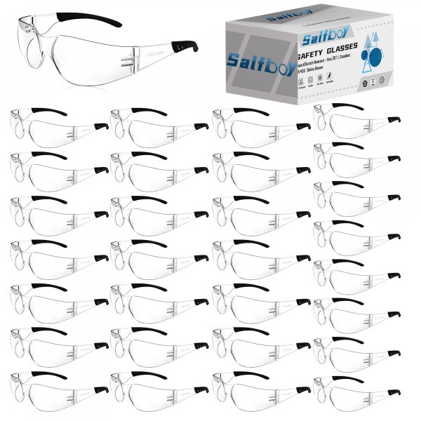 Salfboy Clear Safety Glasses Bulk Ansi Z87.1 Scratch Impact Resistant