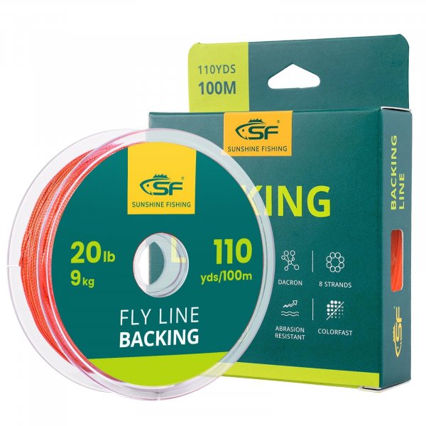SF Braided Fly Fishing Trout Line Backing Line 20LB 100m/108yds Orange