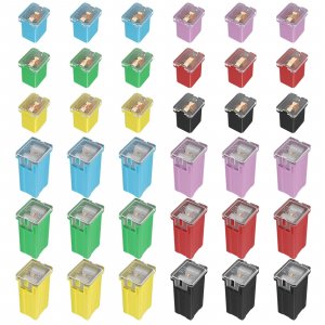 Joinfworld 36 Pcs Jcase Fuse Automotive Tall/Standard and Low Profile Jcase Box Shaped Fuses Assortment Kit (20A, 30A, 40A, 50A, 60A, 80A) for Ford Chevy/GM Nissan and Toyota Pickup Trucks Cars SUVs