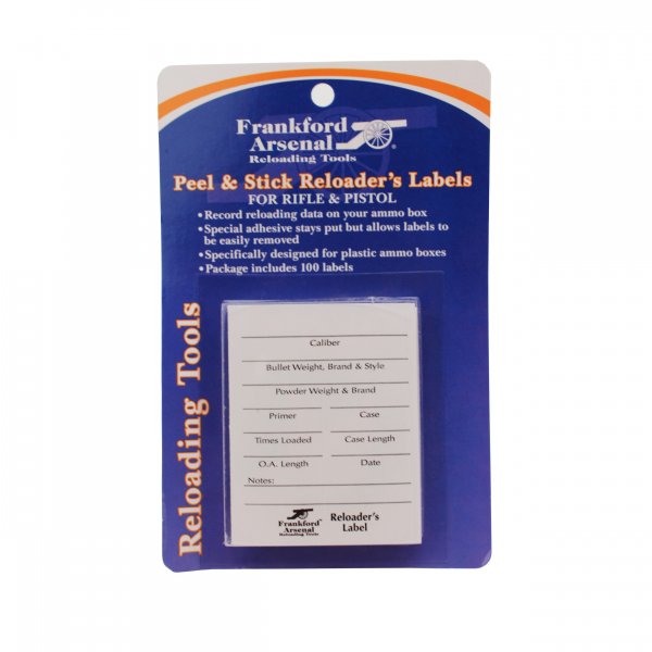 Frankford 202364 Pistol and Rifle Reloaders Labels  100 Pack