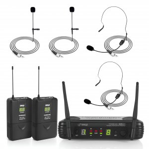 Pyle PDWM3400 UHF mic system 2 body packs 2 head sets