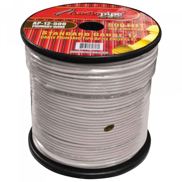 Audiopipe AP12500WH 12 Gauge 500Ft Primary Wire White