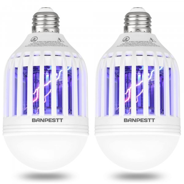 [2-Pack] BANPESTT Bug Zapper Light Bulb 2-in-1 Indoor Mosquito Zapper Gnat Trap- Electric Fly Insect Killer&Bug Catcher for Home Backyard Patio