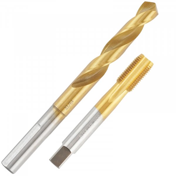Aceteel 9/16-18 Ti-Coated Tap and 33/64 Drill Bit Set