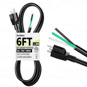 Vockjour 6 ft 14/3 Pigtail Replacement Power Tool Cord, NEMA 5-15P Black
