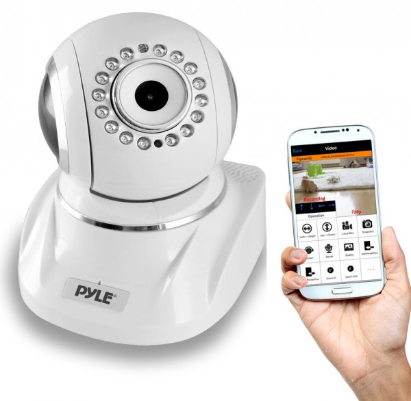Pyle PIPCAMHD82WT White IP WiFi Security Camera, Full HD 1080p w/Remote Surveillance