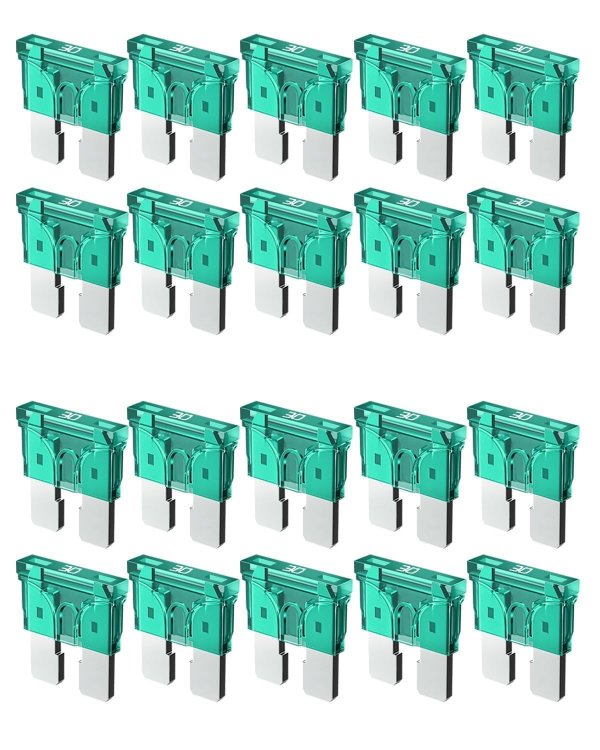 Riseuvo 30 AMP Standard Blade Fuses, 30A Automotive Replacement, 20Pcs