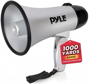 Pyle PMP23SL Compact Megaphone Speaker with Siren Alarm Mode (Silver)