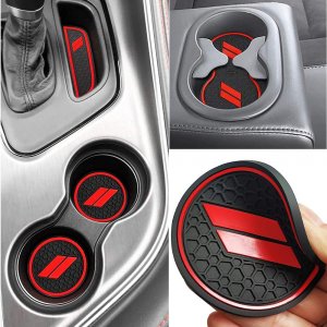Auprite Anti Dust Mats for Dodge Challenger Accessories 2015 2016 2017 2018 2019 2020 2021 2022 2023,Custom Fits Cup Holder Liners Mats Door Pocket Center Console Liners, 11pcs/kit (Red)
