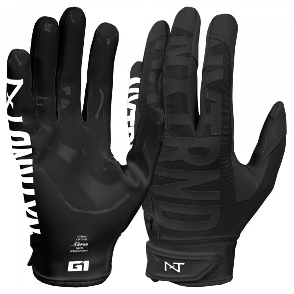 Nxtrnd G1 Pro Men's Football Gloves, Adult Sticky Receiver Gloves (Black, Medium)