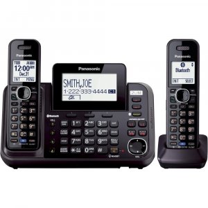 Panasonic Cordless Phone System, 2 Line with 2 Handsets - Answering Machine, Link2Cell, 3-Way Conference, Call Block, Long Range DECT 6.0, Bluetooth - KX-TG9542B (Black)