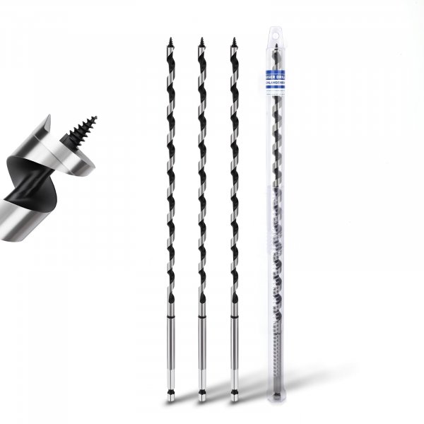 3 Pack 1/4" X 11.8" Auger Bit for Wood, 6x300mm Hex Long Auger Drill Bit
