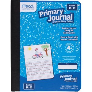 Mead Primary Journal Creative Story Tablet Composition Notebook, 7.5" x 9.75", Grades K-2, 100 Sheets, Color Selected For You (10297)