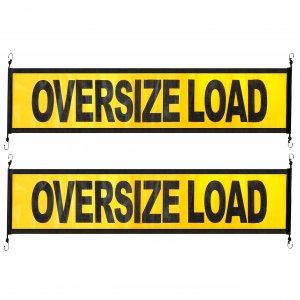 Oversize Load Sign, 12x60 Inch Yellow Nylon Mesh, Bungee Hooks, 2 Pack