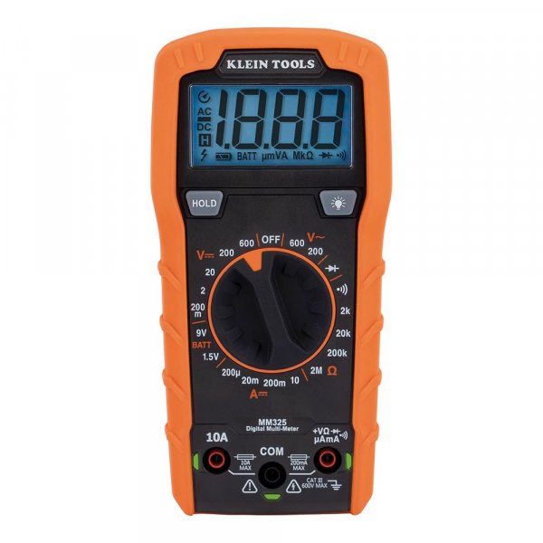 Klein Tools MM325 Multimeter, Digital Manual-Ranging 600V AC/DC Voltage Tester, Tests Batteries, Current, Resistance, Diodes, and Continuity