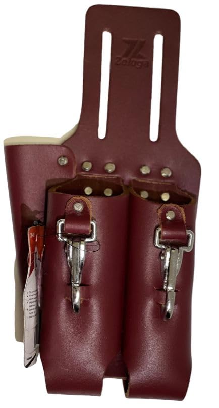 Zeluga Saddle Leather 3 Pocket Linesmen and Electricians Tool Holder (Cherry)