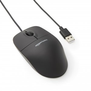 Amazon Basics 3-Button USB Wired Mouse with Responsive Tracking, Plug & Play, Compatible with Windows and Mac, Black