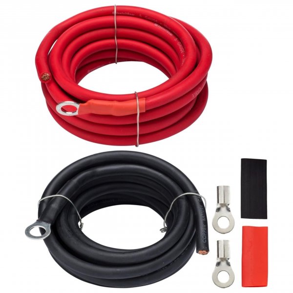 InstallGear AWG 5 Gauge 10ft Battery Power Inverter Cables - 2ct Red/Black Battery Cable for Solar, Auto, RV and Marine, Lawn Mower - 99.9% Deoxigenized Copper, Set - Cable Wire
