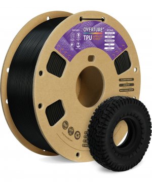 OVERTURE TPU 95A Flexible 3D Printer Filament 1.75mm, 1kg Black