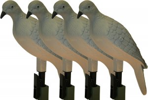 MOJO Outdoors Clip-On Hard Body Dove Decoys 4-Pack – Lifelike Paint & Feather Detail, Clothespin Mount for Branches, Fence Wires & Poles – No Tools Required