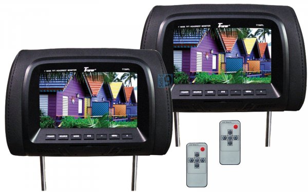 TView T726PLBK 7 Headrest Monitors (Pair) with IR Transmitter (Black)