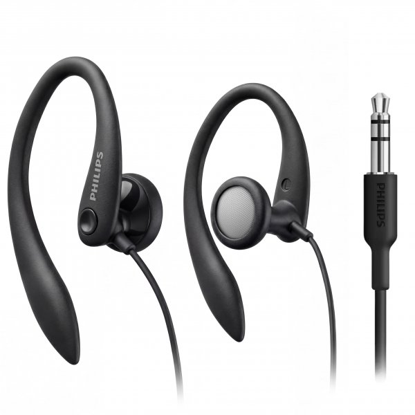 PHILIPS SHS3200BK Flexible Earhook Headphones, Black