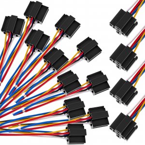 15 Pcs 5 Pin DC 12V SPDT Relay Socket Harness Base Wire Cable Relay Socket for Car Truck Automotive Motor