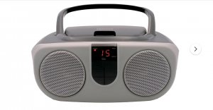 Sylvania SRCD243 Portable CD Player with AM/FM Radio Silver Boombox