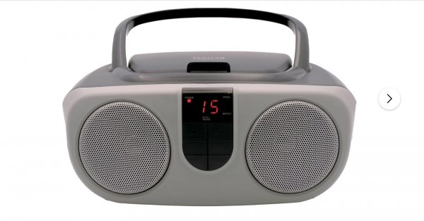 Sylvania SRCD243 Portable CD Player with AM/FM Radio Silver Boombox