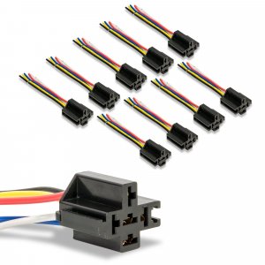 True Mods 10 Pack - Bosch Style 12V DC 5-PIN SPDT Interlocking Relay Socket Harness Base (with Wires)