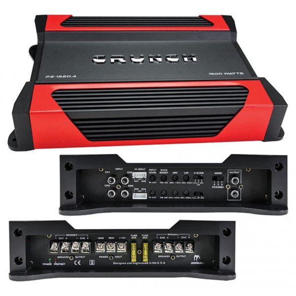 Crunch PZ15204 Powerzone 4 x 190 @ 4 Ohms 4 x 375 @ 2 Ohms Car Amplifier