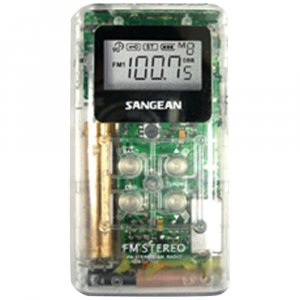 SANGEAN SNGDT120C Portable Pocket AM/FM Digital Clock Radio (Clear)