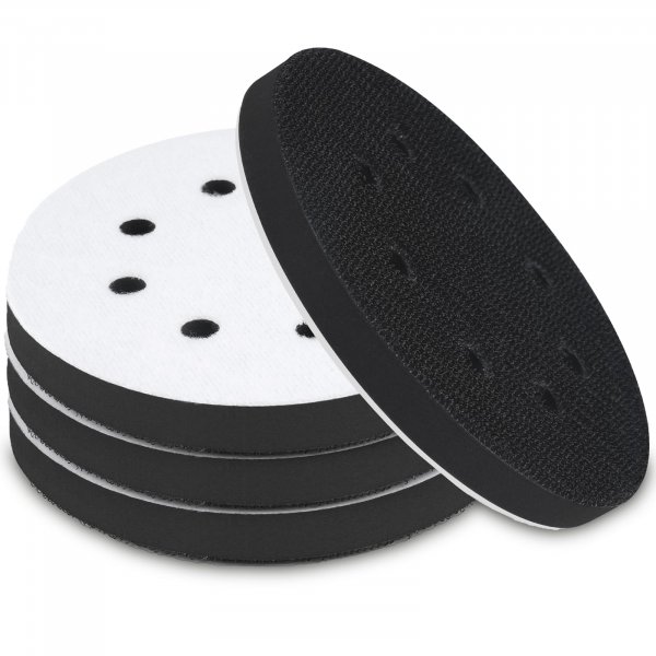 Mkobon 4 Pack 5 Inch 8 Holes Foam Sanding Pads, Soft Density Interface Pad, Hook and Loop Sponge Cushion Buffer Backing Pad for Orbital Sander