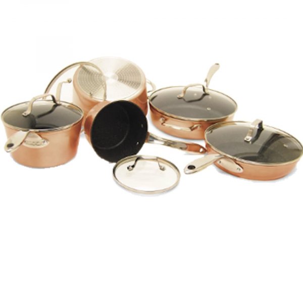THE ROCK 030910-001-STAR 10Pc Cookware Copper