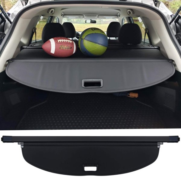 Trunk Cargo Cover for Nissan Rogue S SV SL Platinum 2014-2020 Retractable Rear Trunk Cargo Luggage Security Shade Cover Shield Interior Accessories Waterproof Custom Fit All Weather (Black)