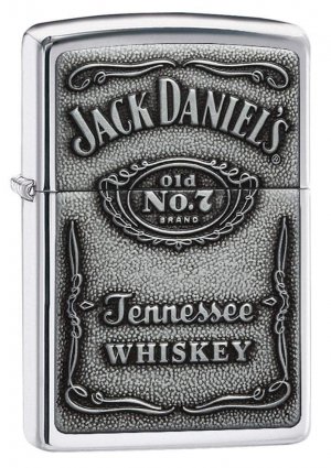 Zippo 250JD427 Windproof Lighter Jack Daniels Label-Pewter Emblem, Chrome