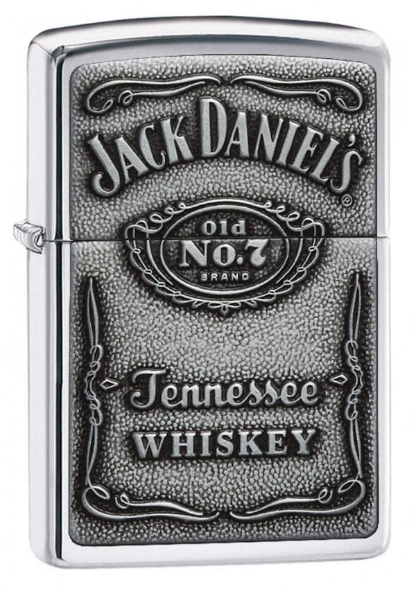 Zippo 250JD427 Windproof Lighter Jack Daniels Label-Pewter Emblem, Chrome