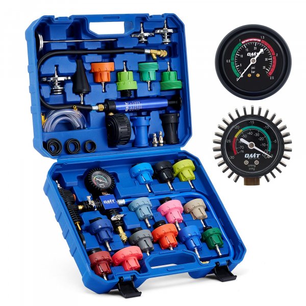OMT Coolant Pressure Tester Kit, 33pc Master Vacuum Refill Kit, 23 Adapters