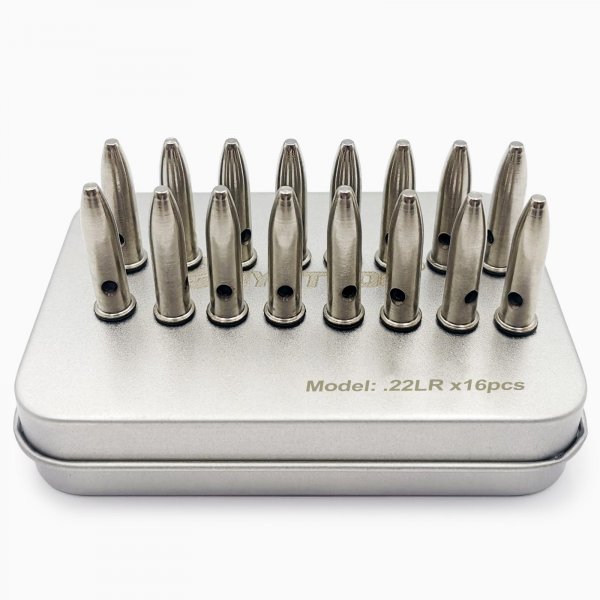 Bayattoo 22LR Steel Safety Practice Rounds Action Trainer Dummy Round Dry Fire Training Snap Cap (16pk)
