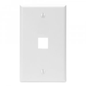 Leviton QuickPort Wallplate, Single Gang, 1-Port, 41080-1WP, White