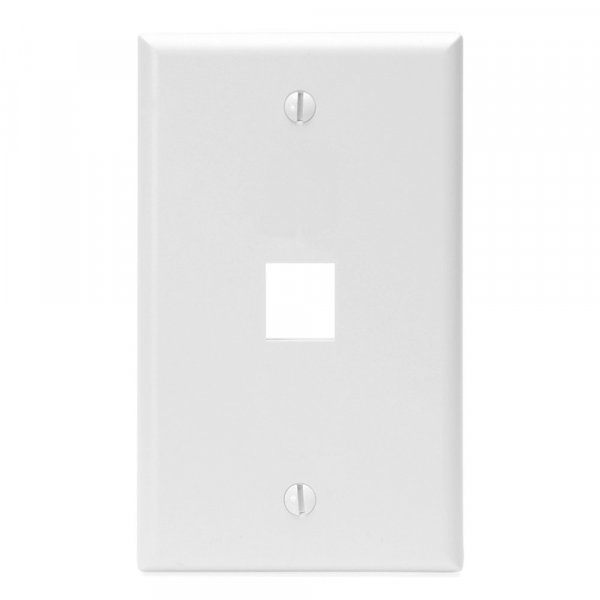 Leviton QuickPort Wallplate, Single Gang, 1-Port, 41080-1WP, White
