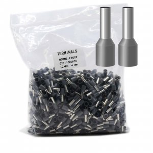 Fidioto Grey 1000pcs AWG12 Wire Ferrules Terminals Kit, Terminal Connector Wire Insulated Cord Pin Ends Terminals for Electric, Industrial, Chemical Industry, Power Control System, etc.