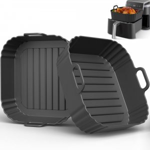 PINTAUR Square Silicone Air Fryer Liners 2 Pack 5-6.5QT for Ninja AF141/181