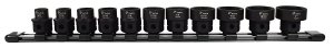 Astro Tool 78211 SAE 1/2In Drive Low Profile Nano Impact Sockets 11 Piece