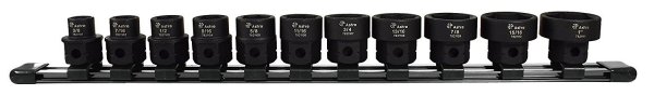 Astro Tool 78211 SAE 1/2In Drive Low Profile Nano Impact Sockets 11 Piece