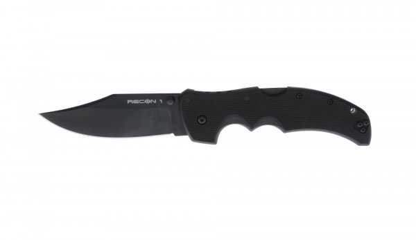 COLD STEEL Recon 1 4" Clip Point Plain Blade 5.375" G-10 Handle Tactical Folding Knife w/Tri-Ad Lock, Ambidextrous Pocket/Belt Clip