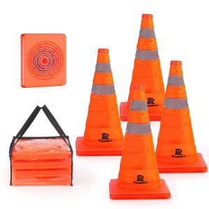 RoadHero 18 Inch 4 Pack Collapsible Traffic Safety Cones with Bag, Orange