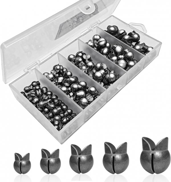SANWEAL 120PCS/ 5 Sizes Removable Split Shot Fishing Weights Sinkers